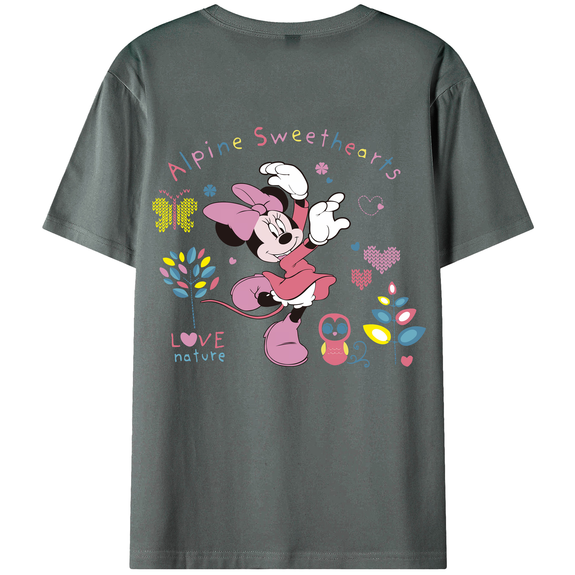 （画像用） ミッキーマウス Mickey Mouse 綿100％ メンズ半袖Tシャツ（バックプリント） 通気性